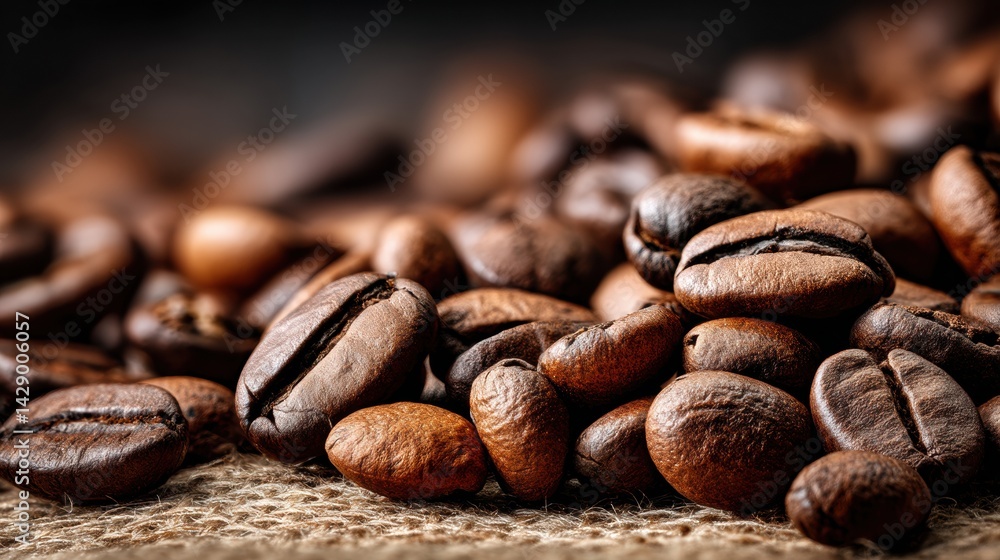 Poster deep brown coffee beans create a rich, textured surface perfect for brewing and enhancing flavor in 