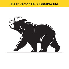 Bear vector wearing western hat