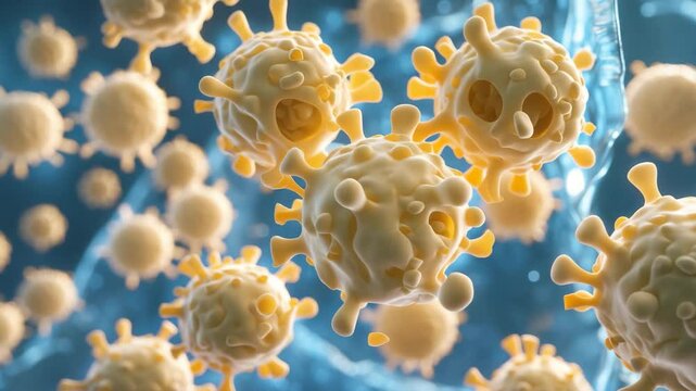 Mast cells in activation phase releasing granules - close-up