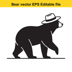 Bear vector wearing western hat