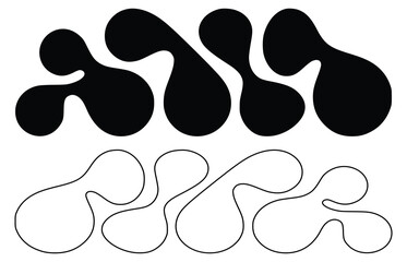Abstract organic shapes vector illustration set black and white design