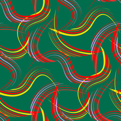 Vector - colored waves illustration seamless pattern.