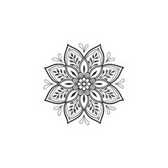 Mandala vector with black and white flower