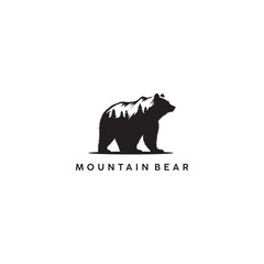 Mountain Bear Silhouette logo design vector illustration