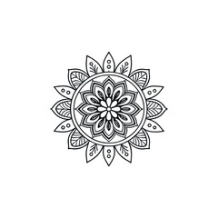 Black silhouette mandala vector illustration of a floral ornament