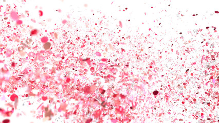 Abstract background of pink confetti and percentage signs. Perfect for sale banners, promotions, or celebratory designs.