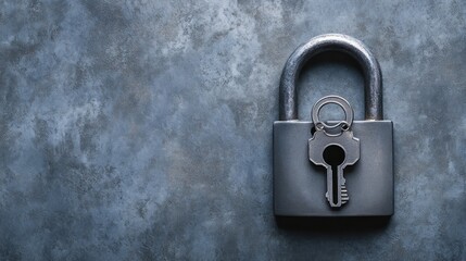 Fototapeta premium Padlock and key on a textured surface