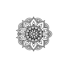 Black silhouette mandala vector abstract floral ornament