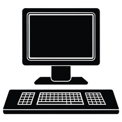 Isolated Black Vector Photographer using Element desktop computer With White Background