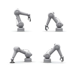 Set of Industrial Robot Arm Icon Assembly Construction Automation Tech Manufacturing Robotic Science Industry 3D vector Illustration