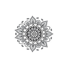 Black silhouette mandala vector abstract floral ornament 