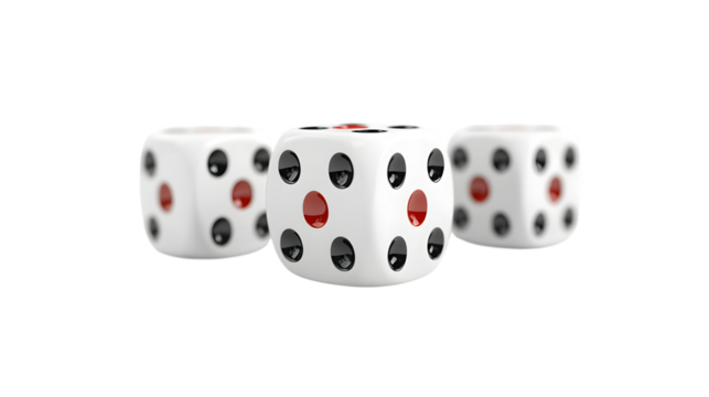 Casino rolling dice on white