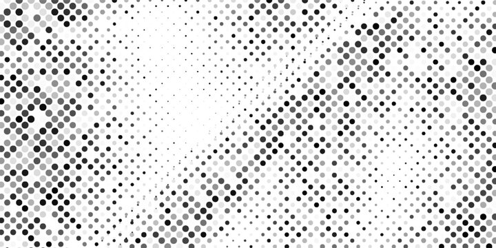 Abstract halftone mosaic background frame. Texture of particles, dots, pixels. Wave pattern of connecting circles. Banner design for websites modern