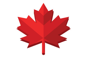Fototapeta premium Isometric red maple leaf on white background representing Canadian symbol