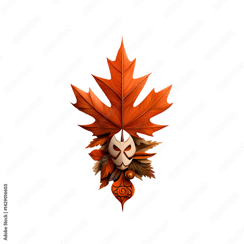 Aufkleber an and conceptual arrangement of an orange maple leaf against a neutral background creating a visual