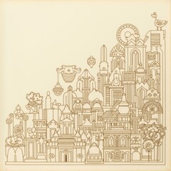 Urban Architecture Line Draft Art Illustration