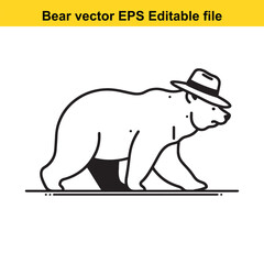 Bear vector wearing western hat