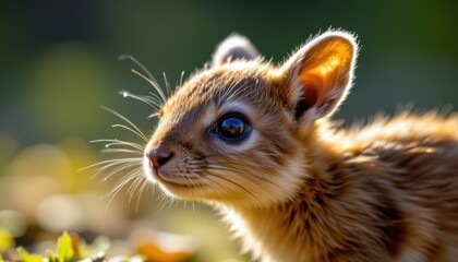 Obraz premium Charming close up of a small animal with sun rays creating a halo effect.