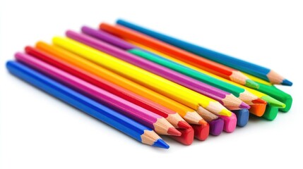 Colorful pencils arranged in a group