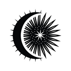 Fototapeta premium Crescent firework icon silhouette vector with white background