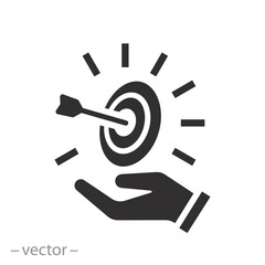 vision mission triumph, challenge icon, business high performance, concept goal company, value statement, purpose, flat vector illustration