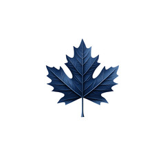 A single blue maple leaf in a simple minimalist composition with a serene elegant aesthetic