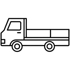 Line Art Vector Icon of a Flatbed Truck with Cargo – Minimalist Design on White Background
