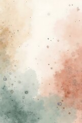 Fototapeta premium Abstract watercolor painting in green and orange tones