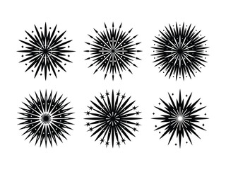 Festive firework ornament icon silhouette vector with white background