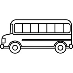 Line Art Vector Icon of a School Bus with Clean Design and White Background