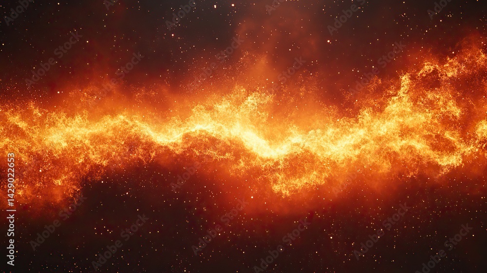 Wall mural fire background with space for design toned fiery red sky with flame effect
