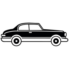Line Art Vector Icon of a Vintage Car – Classic Design on White Background