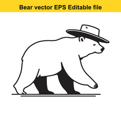Bear vector wearing western hat