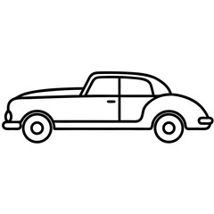 Minimalist Outline of a Vintage Automobile – Black and White Vector Illustration
