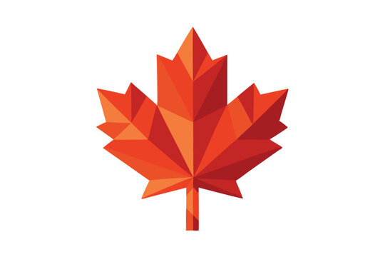 Geometric Canadian Maple Leaf Symbol with Striking Orange and Red Hues