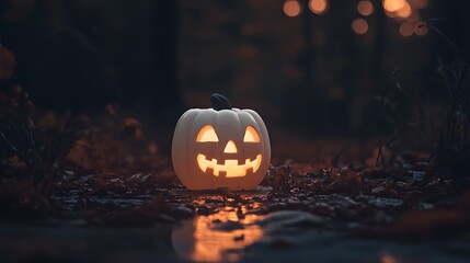 Halloween Pumpkin Forest Scene