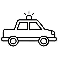 Monochrome Vector Icon of a Police Vehicle – Outline Style for Stock Use