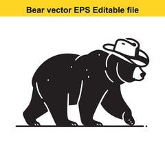 Bear vector wearing western hat