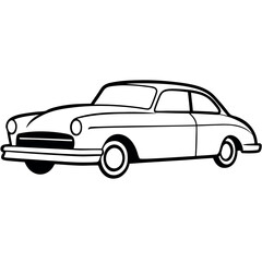 Naklejka premium Old Classic Car in Line Art Format – Clean Vector Icon with White Background