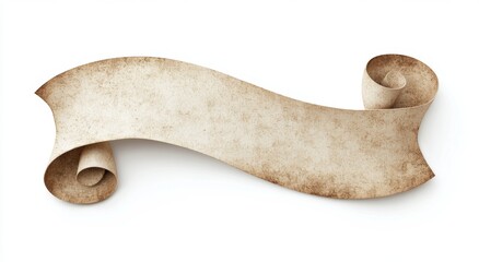 Aged scroll banner.  A weathered, paper banner, curled and rolled, with a vintage aesthetic