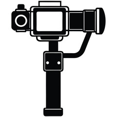 Isolated Black Vector Photographer using Element gimbal stabilizer With White Background