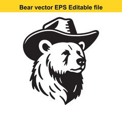 Bear vector wearing western hat