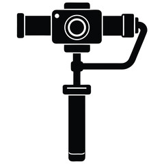 Isolated Black Vector Photographer using Element gimbal stabilizer With White Background