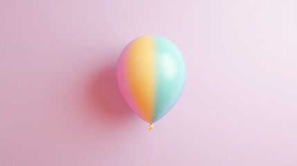 visualize minimalistic birthday celebration with single colorful balloon centered against plain pastel backdrop
