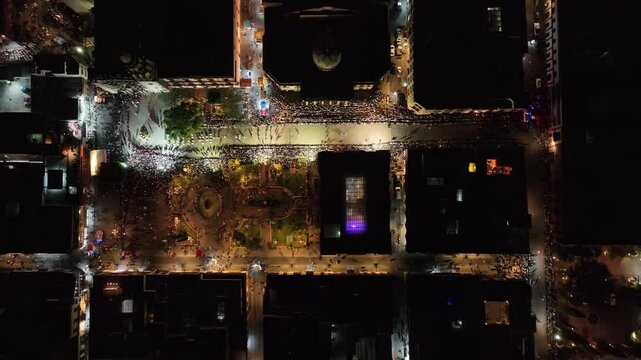 Aerial Drone Images of the Procession of Silence Ceremony in Plaza del Carmen, San Luis Potos&iacute;, During Holy Week