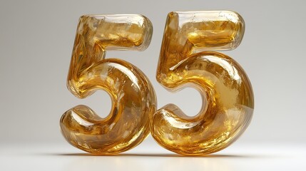 golden 3d number 5 isolated on white background for graphic design and celebrations
