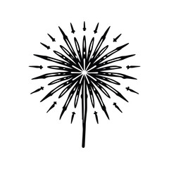 Hand drawn firework icon silhouette vector with white background