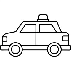 Side View of a Police Car in Outline Style – Black and White Vector Illustration © Abdur Rahim