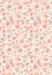 Fototapeta premium Blush & Grey Floral Bloom AI Generated