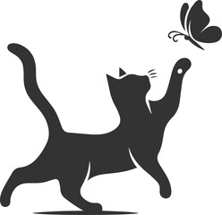 Playful cat vector silhouette